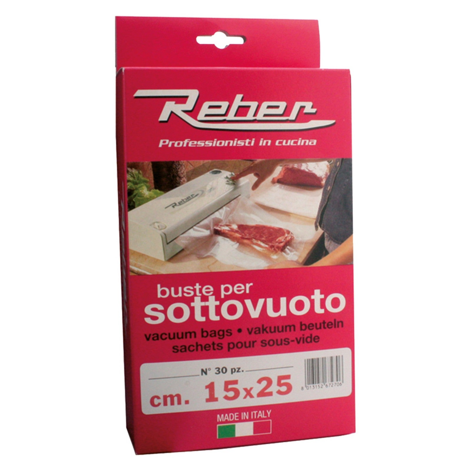 cf sacchetti pretagliati per sottovuoto 20 x 30 cf. 20 pz cod:ferx.801676nlm