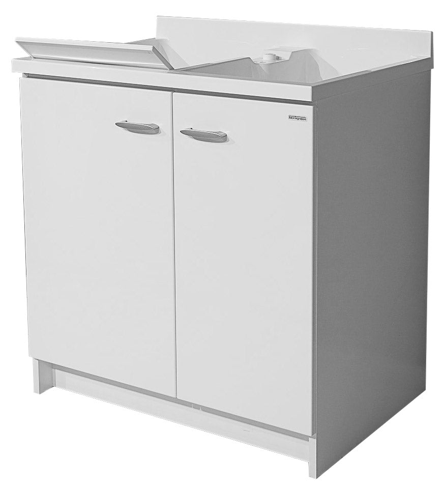 Mobile Lavatoio 80x60x85cm 2 Ante 2 Vasche Asse in Termoplastico Montegrappa Marella Bianco con Cesto