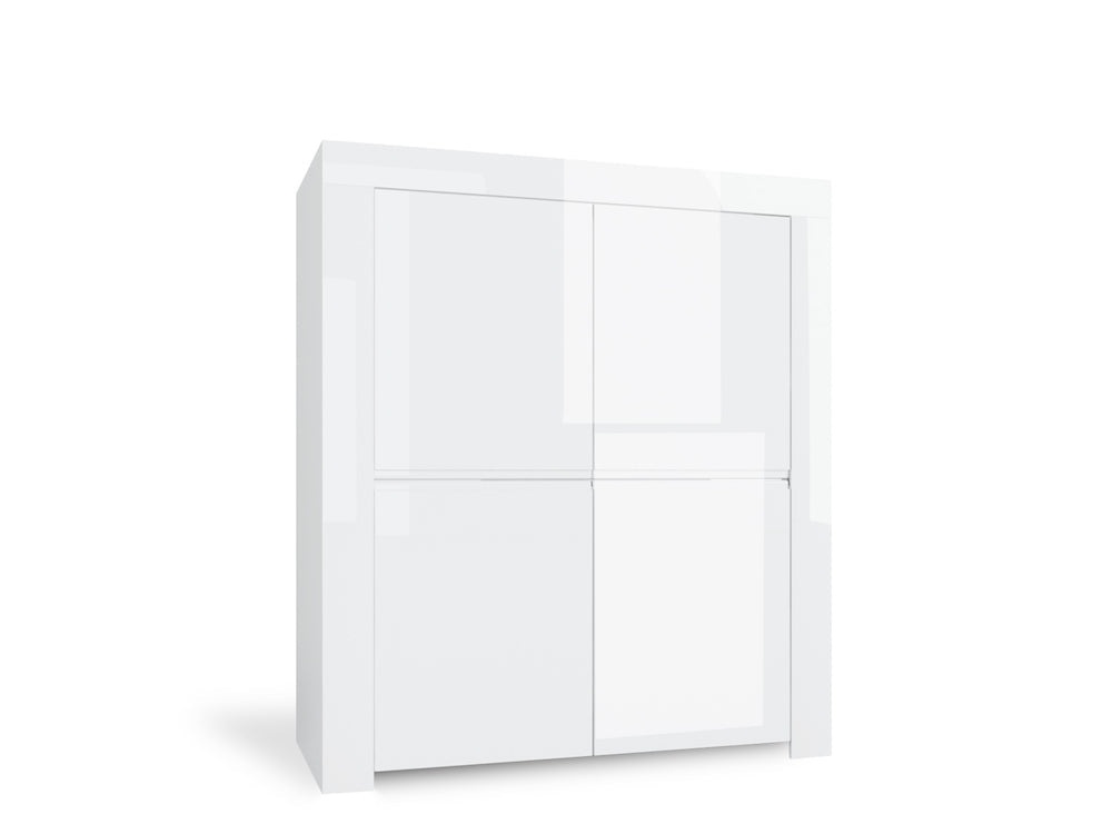 Mobile Alto 4 Porte e 4 Ripiani 118,5x50x140cm TFT Amber Bianco Lucido