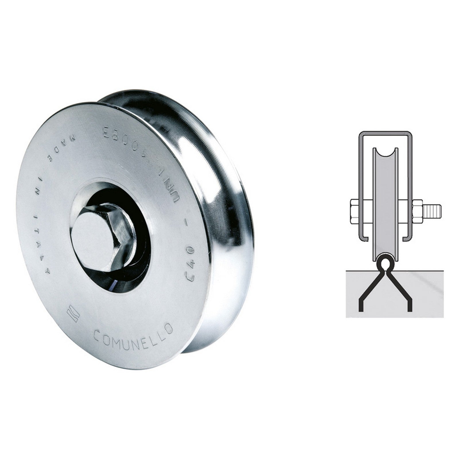 8pz ruota per cancelli gola a ''u'' ø 100 2 cuscinetti 315 cod:ferx.315200nlm