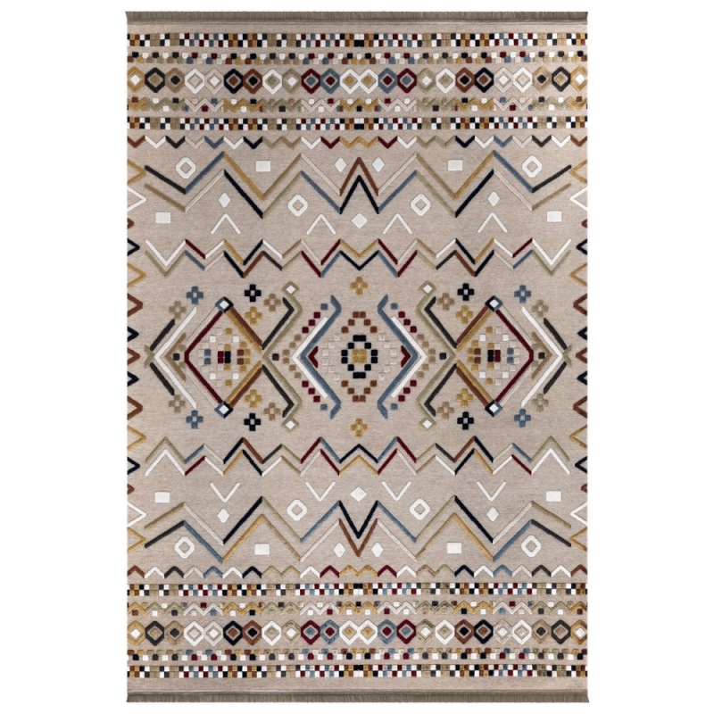 Tappeto antiscivolo Multicolor beige con decori colorati 120x180