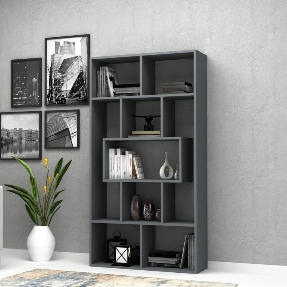 Libreria Face 90x30x170H cm colore grigio cemento