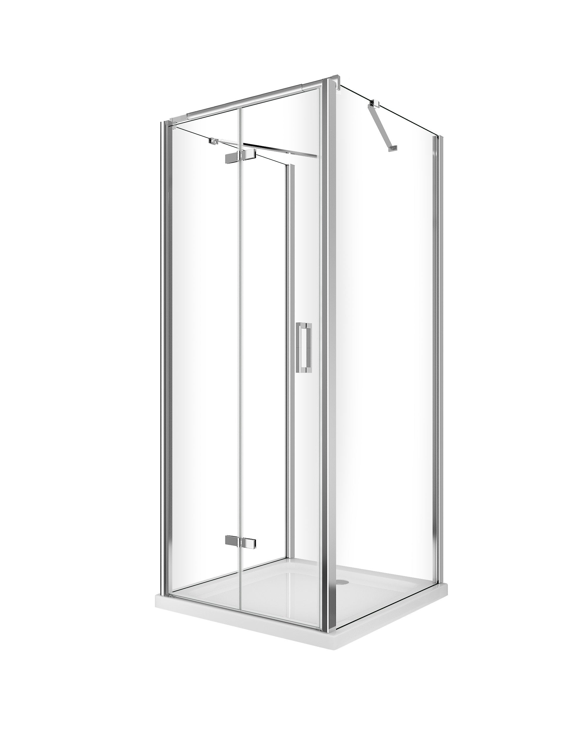 Box cabina doccia a 3 lati con apertura a libro pieghevole a pacchetto H.190 cromo trasparente anticalcare misure 67,5-70 fisse + Porta 78,8-80,8