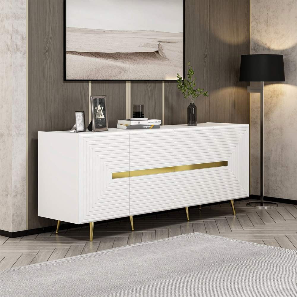 Madia 4 ante Jose 180x47x75h colore bianco particolari oro