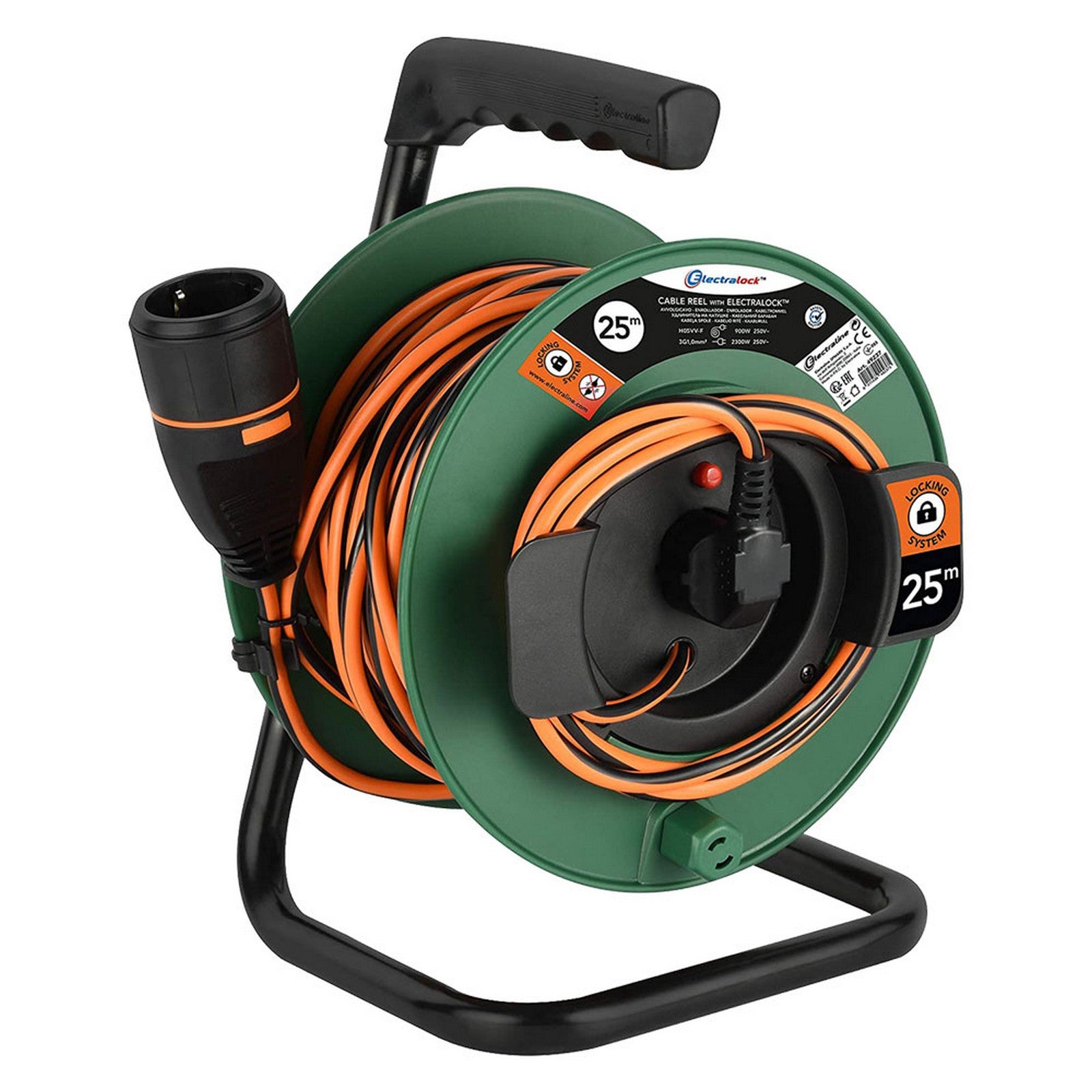 avvolgicavo con presa a meccanismo blocco 'electra mt. 25 - art.49237 cod:ferx.8091484nlm