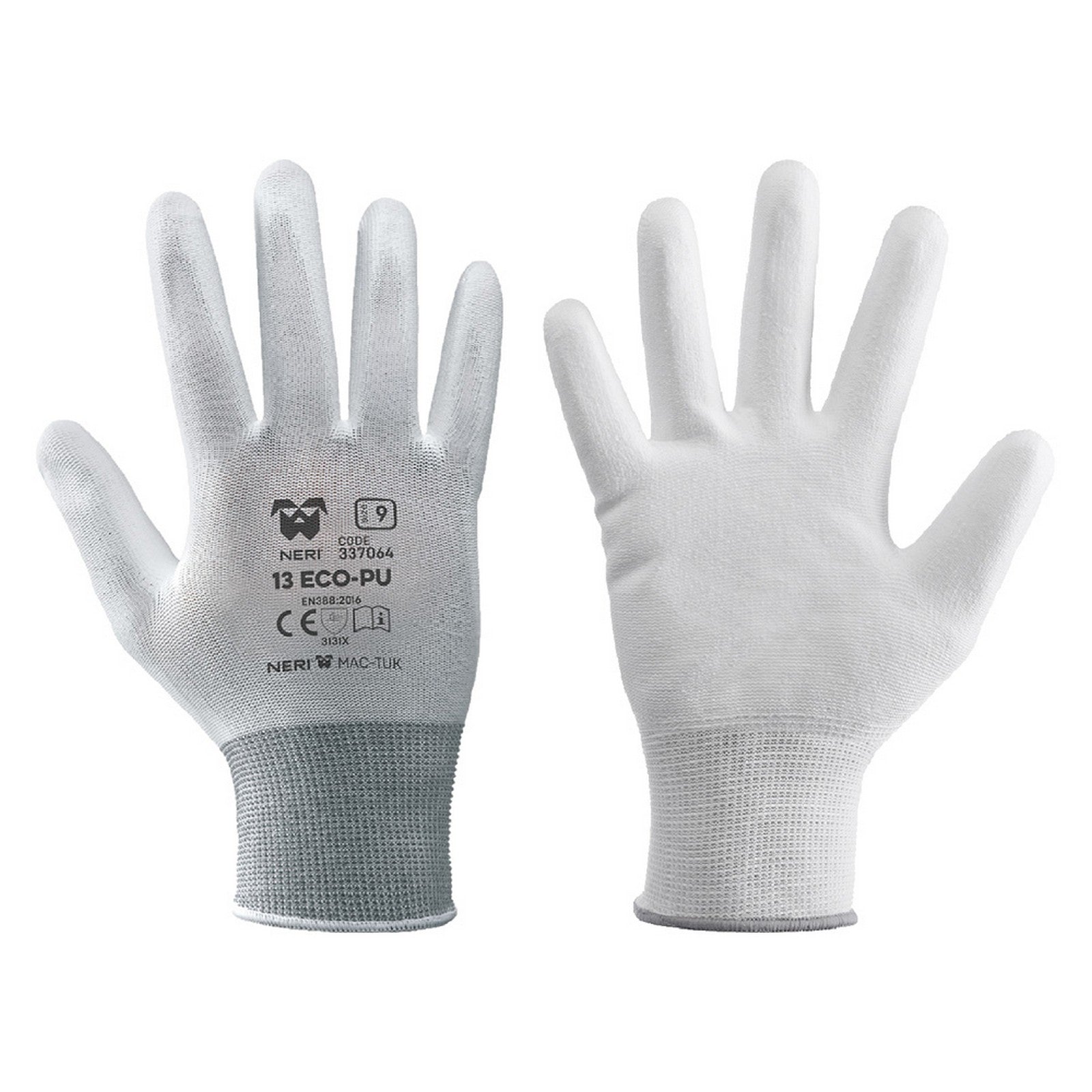 12coppie guanti 'eco-pu' tg. 9 bianco cod:ferx.111003nlm