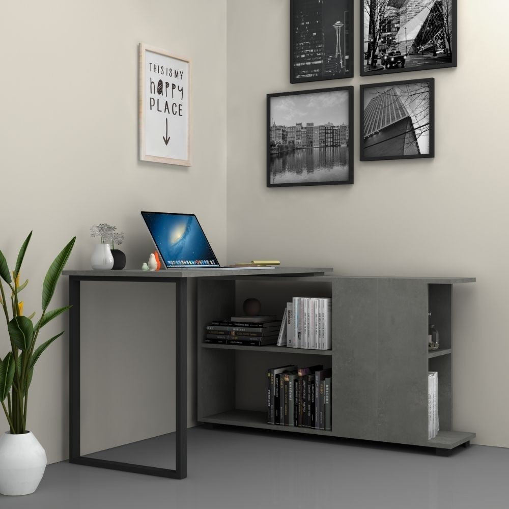 Scrivania con libreria Oslo 120x60 cm. colore cemento