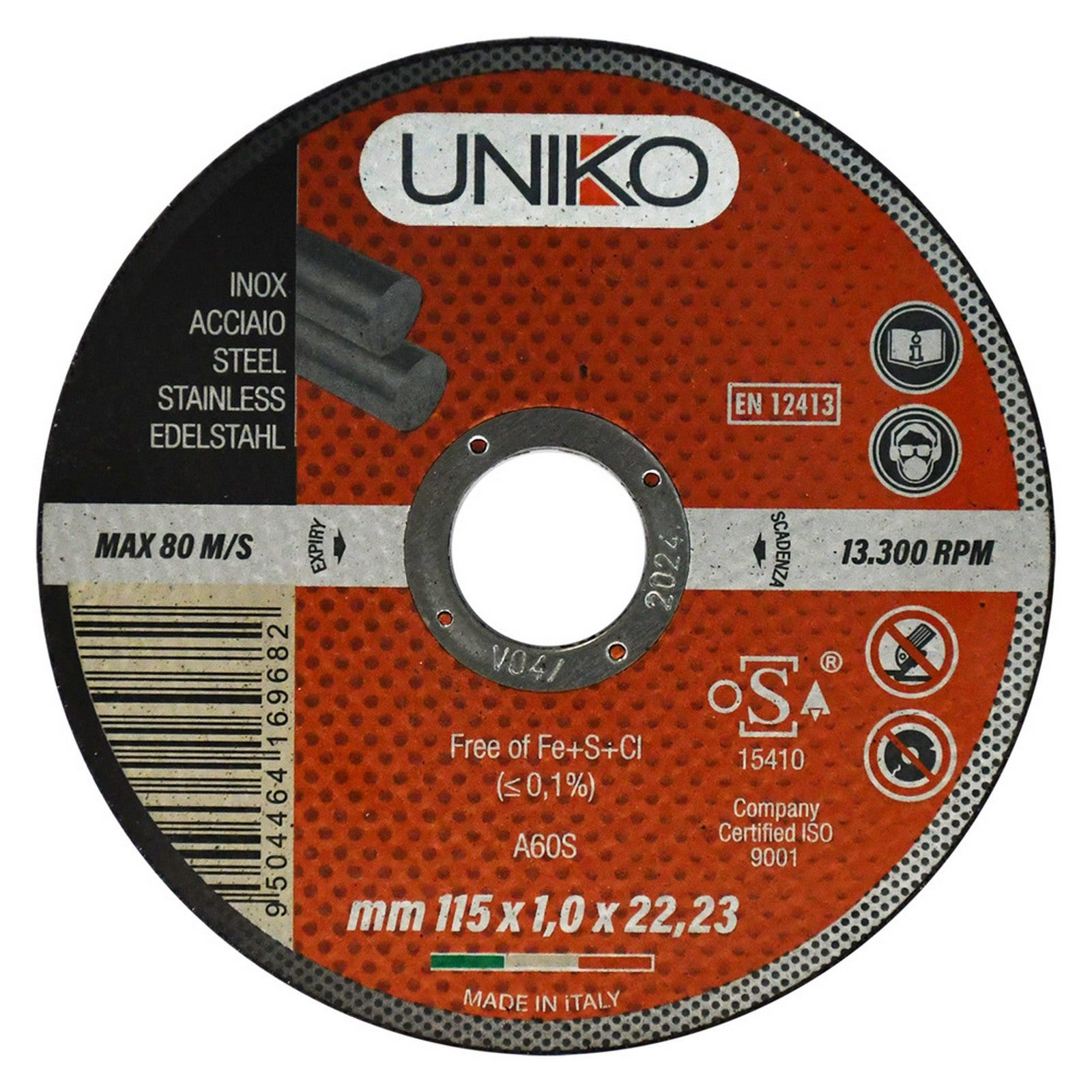 50pz mola abrasiva per inox/ferro ø 115 x 1,6 codice 5011306 cod:ferx.5011306nlm